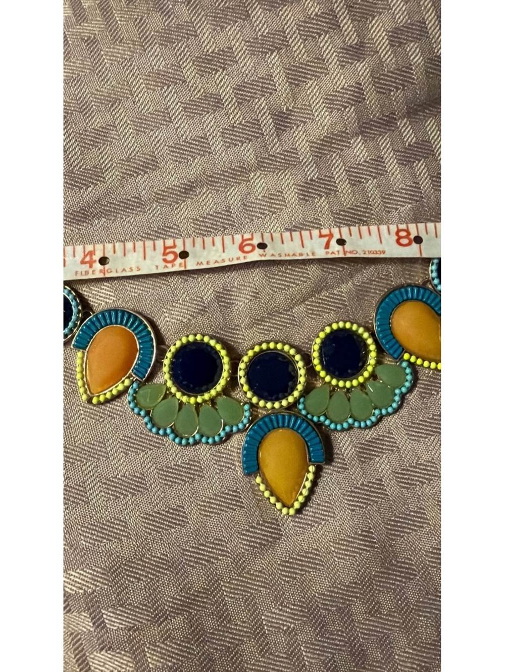 N.e.u Peacock Inspired Statement Bib Necklace & Earrings Colorful Gold Tone